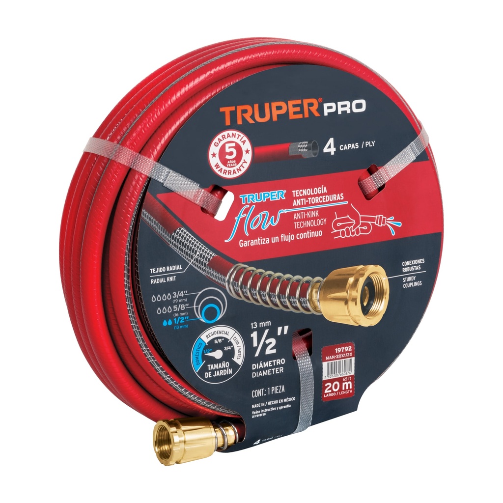 MANGUERA REFOR 1/2X20M 4 CAPAS MAN-20X1/2X TRUPER #9859 19792