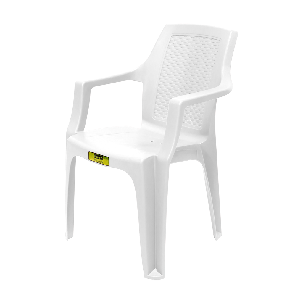 SILLA PREMIUM C/BRAZO RATTAN BLANCA PLASTIMAS #30817