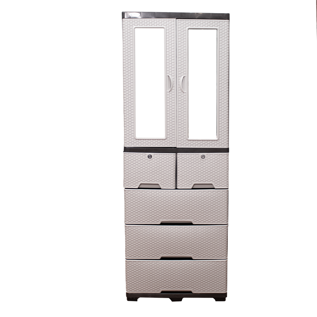 ARMARIO PLASTICO TITAN RATAN BEIGE DOBLE ESPEJO
