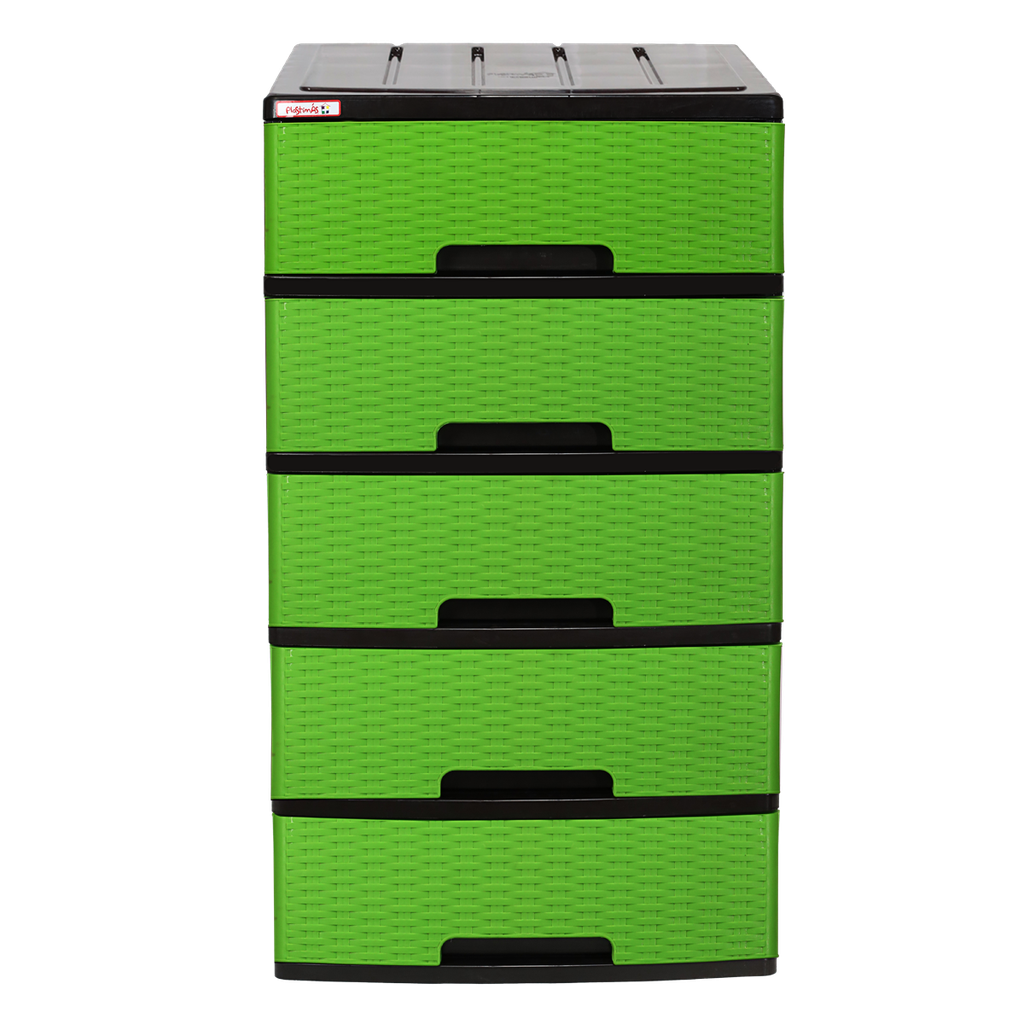 GAVETERO CLASICO 5 GAV RATTAN-VERDE PLASTIMAS