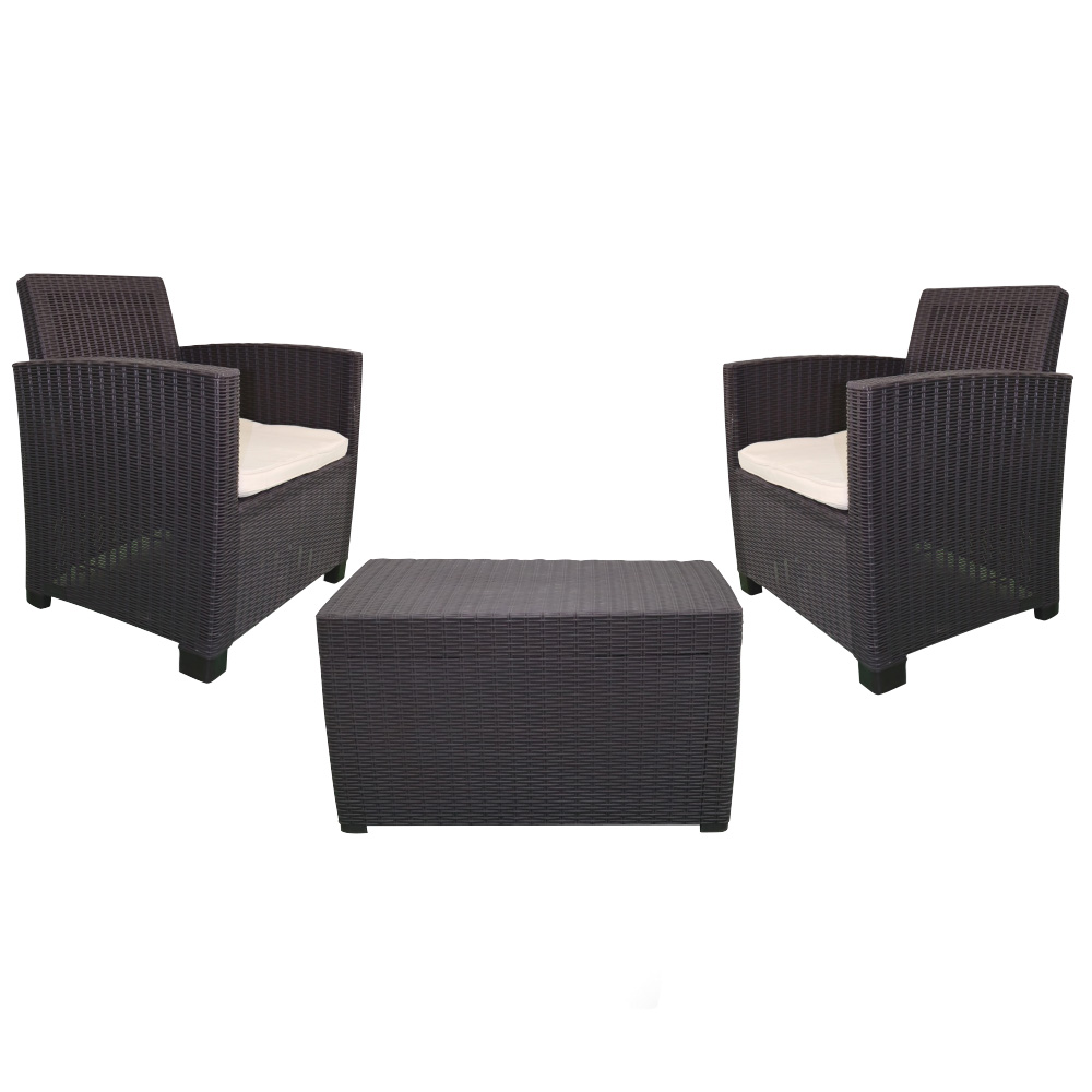 JUEGO DE SALA DE PLASTICO ALAMO (DUO) CAFE (COJIN BEIGE)
