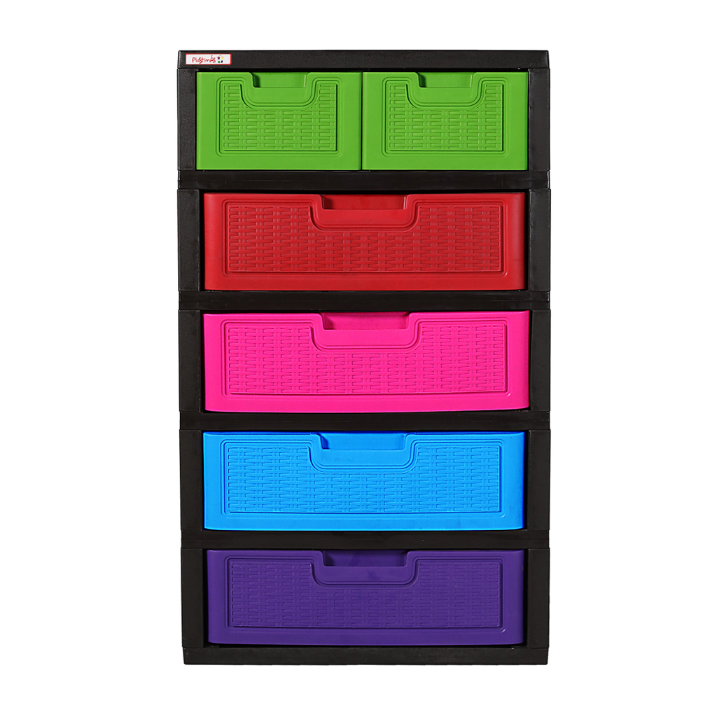 GAVETERO JUMBO RATTAN 5G MULTICOLOR PLASTIMAS #32250