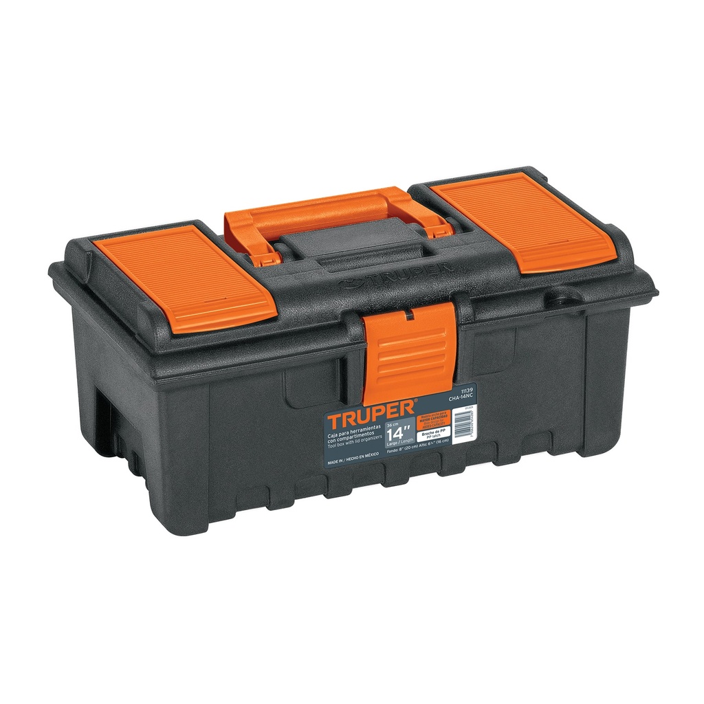 CAJA PLAST 14 C/COMPART NARANJA CHA-14NC TRUPER #37033