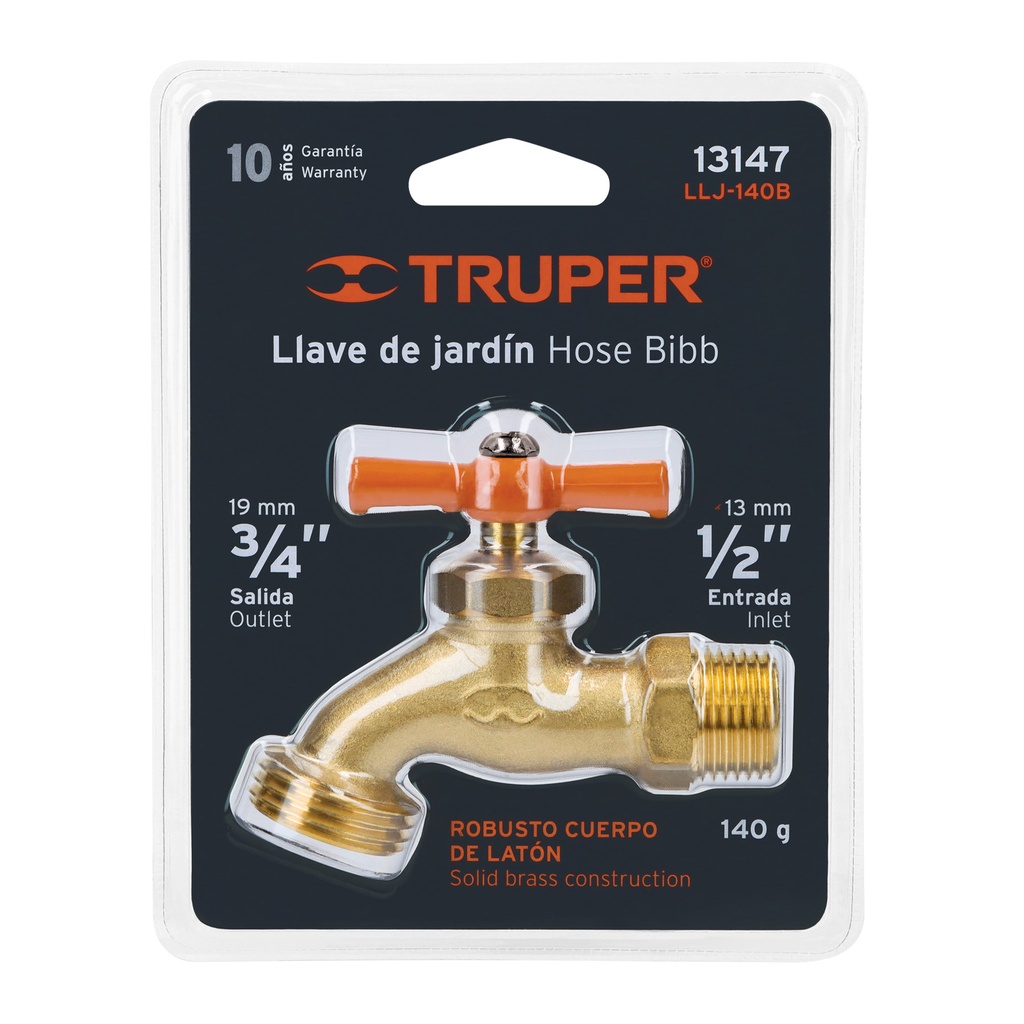 LLAVE DE CHORRO 1/2 EN BLISTER LL-JAR-B-2 TRUPER #13147