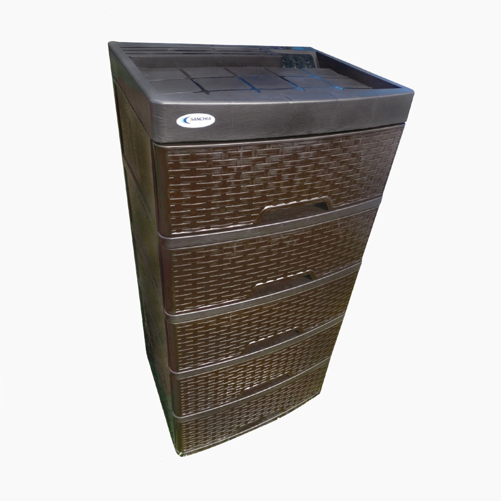 GAVETERO PLASTICO ETERNO RATAN POWER CAFE 5 NIVELES #P0025