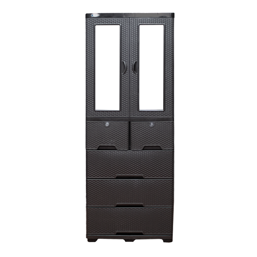 [2266] ARMARIO PLASTICO TITAN RATAN CAFE DOBLE ESPEJO
