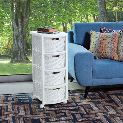 [25396] CAJONERO RATTAN 4G BLANCO RIMAX