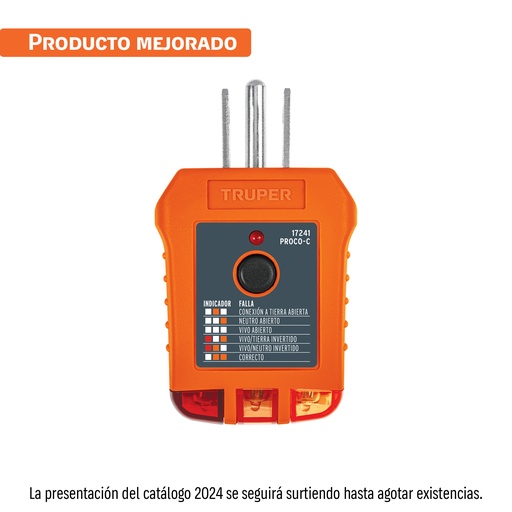 [27160] PROBADOR DE TOMACORRIENTE 127V PROCO-C TRUPER #37124