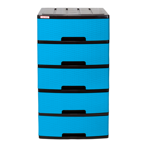 [27585] GAVETERO CLASICO 5 GAV RATTAN-AZUL PLASTIMAS