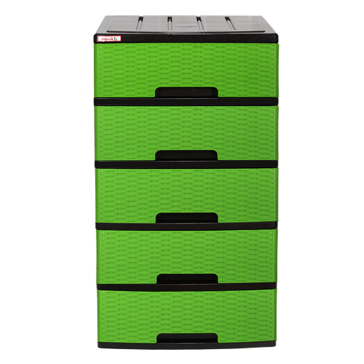 [27587] GAVETERO CLASICO 5 GAV RATTAN-VERDE PLASTIMAS