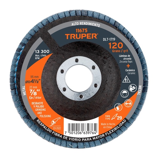 [27905] DISCO FLAP 41/2"X7/8" GRANO 120 DLT-1719 TRUPER #13453