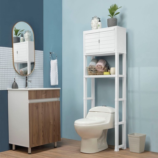 [1006] ESTANTE ORGANIZADOR DE BANO CON PUERTAS BLANCO 12979-XP RIMAX #5100018
