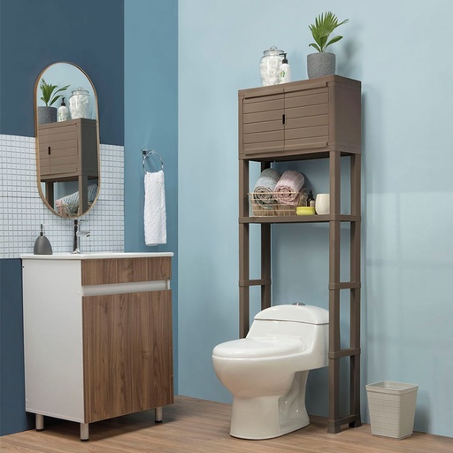 [3356] Estante organizador baño con puertas mocca 12980-XP Rimax #5009166