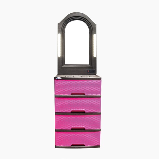 [3630] GAVETERO TOCADOR GLAMOUR ROSADO CON LUCES (ROSADO)